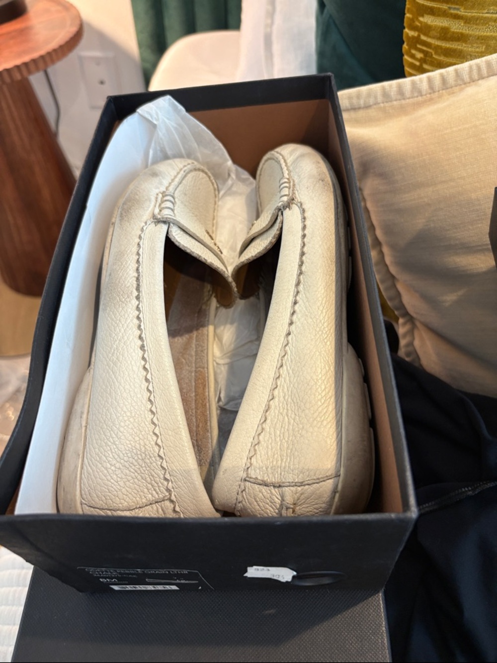 Coach pretty Leather Slip-On Loafers in chalk